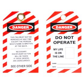 10 x Lockout Tags - Do Not Operate, My Life is On The Line