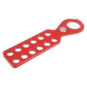 Red Powder-Coated Steel Lockout Hasp - 12 Padlock Holes