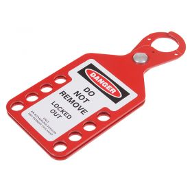 Red Aluminium Lockout Hasp with Integrated Tag - 8 Hole