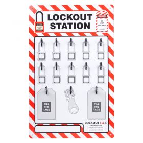 10 Lock Red/White Shadow Lockout Board - W/ Optional Accessories