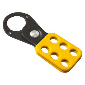 Vinyl-Coated Yellow/Black Small Lockout Hasp 