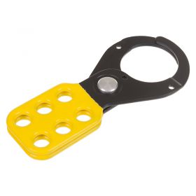 Small Vinyl-Coated Lockout Hasp w/ Yellow Body & Black Shackle - Front