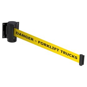 OBEX Wall Mounted Belt Barrier - DANGER FORKLIFT TRUCKS