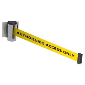 OBEX Wall Mounted Belt Barrier - AUTHORISED ACCESS ONLY (Yellow)