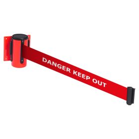 OBEX Wall Mounted Belt Barrier - DANGER KEEP OUT (Red)