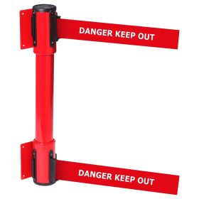 OBEX Wall Mounted Twin Belt Barrier - DANGER KEEP OUT (Red)