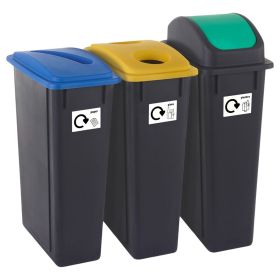 PASS Plastic Recycling Bins, Set of 3