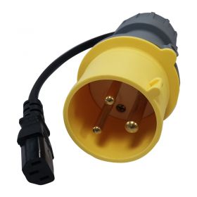 PAT Testing Adaptor 240v 10amp IEC Socket  to 110v 32amp 3 Pin 110v Plug (Yellow)