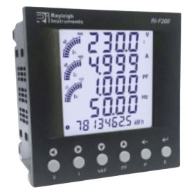 RDL RI-F200-B-C Multifunction Three Phase CT Operated Power Monitor w/ LCD Display (Pulse & RS485 Output, 96 x 96mm Flush Panel Mounting)