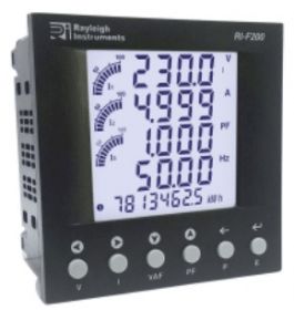 RDL RI-F200-B-C Multifunction Three Phase CT Operated Power Monitor w/ LCD Display (Pulse & RS485 Output, 96 x 96mm Flush Panel Mounting)