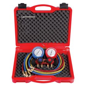 Rothenberger 170601 4 Way II Standard Manifold Set, Installer Aid with Hoses (for R22, R134A, R407C, R404A)
