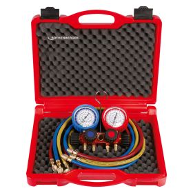 Rothenberger 170608 4 Way II Plus Manifold Set, Assembly Aid with Hoses (for R410A , R32)