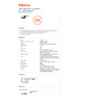 Mitutoyo Series 293 Digital Micrometer (293-831-30) - Datasheet