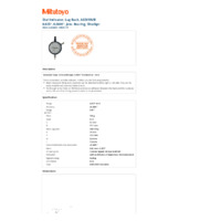 Mitutoyo Series 2 Inch Reading Dial Indicator (2802S-10) - Datasheet