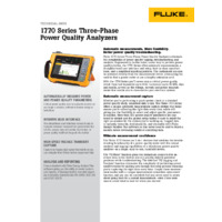 Fluke 1770 Series Three-Phase Power Quality Analyser - Datasheet