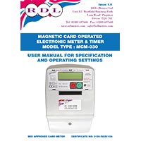 RDL MCM-030 Card Operated Electronic Meter Manual