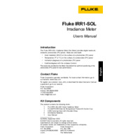 Fluke IRR1-SOL Solar Irradiance Meter - User Manual