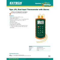 Extech 421502 Type J & K Dual Input Thermometer with Alarm - Datasheet