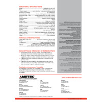 Ametek HL Hydraulic Deadweight Gauge or Tester - Datasheet