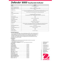 Ohaus Defender 8000 Touchscreen Indicator Datasheet