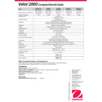 Ohaus Valor 2000 V22 Compact Food Bench Scales Datasheet