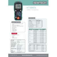 Kewtech KT300DL Digital Insulation & Continuity Tester - Datasheet