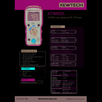 Kewtech KT400DL Loop Impedance & PSC & PFC Tester - Datasheet