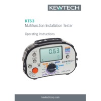 Kewtech KT63 Multifunction Tester - User Manual