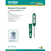 Extech 39240 Waterproof Stem Thermometer - Datasheet