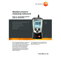 Testo 511 Absolute Pressure Meter - Datasheet