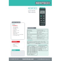 Kewtech KEW301 Dual Channel Thermometer - Datasheet
