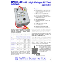 T & R KV10-120 High Voltage AC Test Set - Datasheet