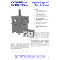 T & R KV100-100 mk2 High Voltage AC Test Set - Datasheet
