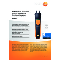 Testo 510i Bluetooth Differential Pressure Meter Smart Probe - Datasheet