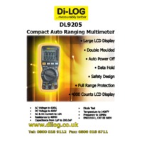 DiLog DL9205 Compact Auto Ranging Multimeter (600V) - Specification Sheet