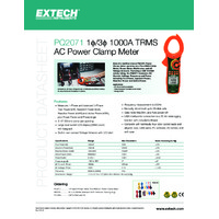 Extech PQ2071 1000A TRMS AC Power Clamp Datasheet
