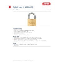 ABUS 65 Series Brass Padlocks - Datasheet