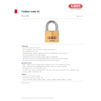ABUS 85 Brass Padlocks - Datasheet
