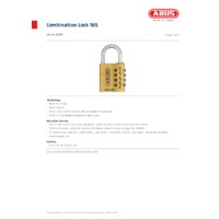 ABUS 165 Brass Combination Lock - Datasheet