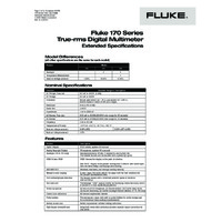 Fluke 170 Series Digital Multimeters - Extended Specifications