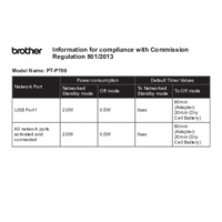 Brother PT-P700 Professional Office Label Printer - Information for Compliance with Commision Regualtion 801.2013