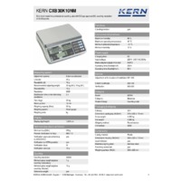 Kern CXB30K10NM Counting Scales -Technical Specifications