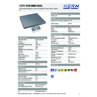 Kern EOE 300K100XL Portable Parcel Scales - Technical Specifications