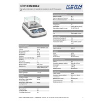 Kern EWJ 3000-2 Automatic Adjustment Precision Balance - Technical Specifications