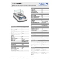 Kern EWJ 300-3 Automatic Adjustment Precision Balance - Technical Specifications