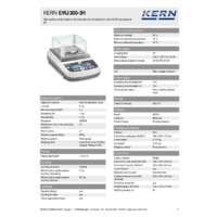 Kern EWJ 300-3H Automatic Adjustment Precision Balance - Technical Specifications