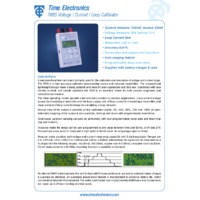 Time Electronics 7005 Voltage, Current & Loop Calibrator - Datasheet