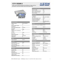 Kern IXS 30K-3 IP68-Rated Single-Range Platform Scales - Technical Specifications