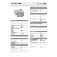 Kern IXS 10K-4L IP68-Rated Single-Range Platform Scales - Technical Specifications