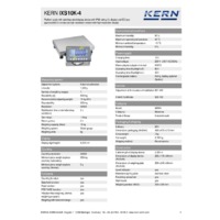 Kern IXS 10K-4 IP68-Rated Single-Range Platform Scales - Technical Specifications